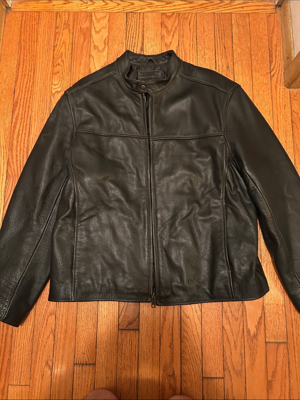 Dockers Black Leather Bomber Jacket